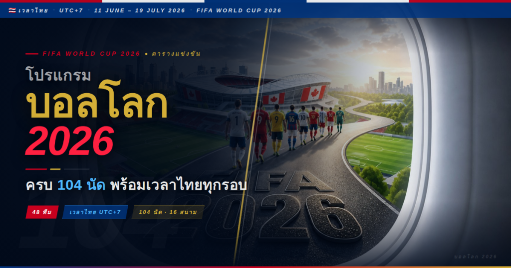 โปรแกรมบอลโลก 2026 ครบ 104 นัด พร้อมเวลาไทยทุกนัด