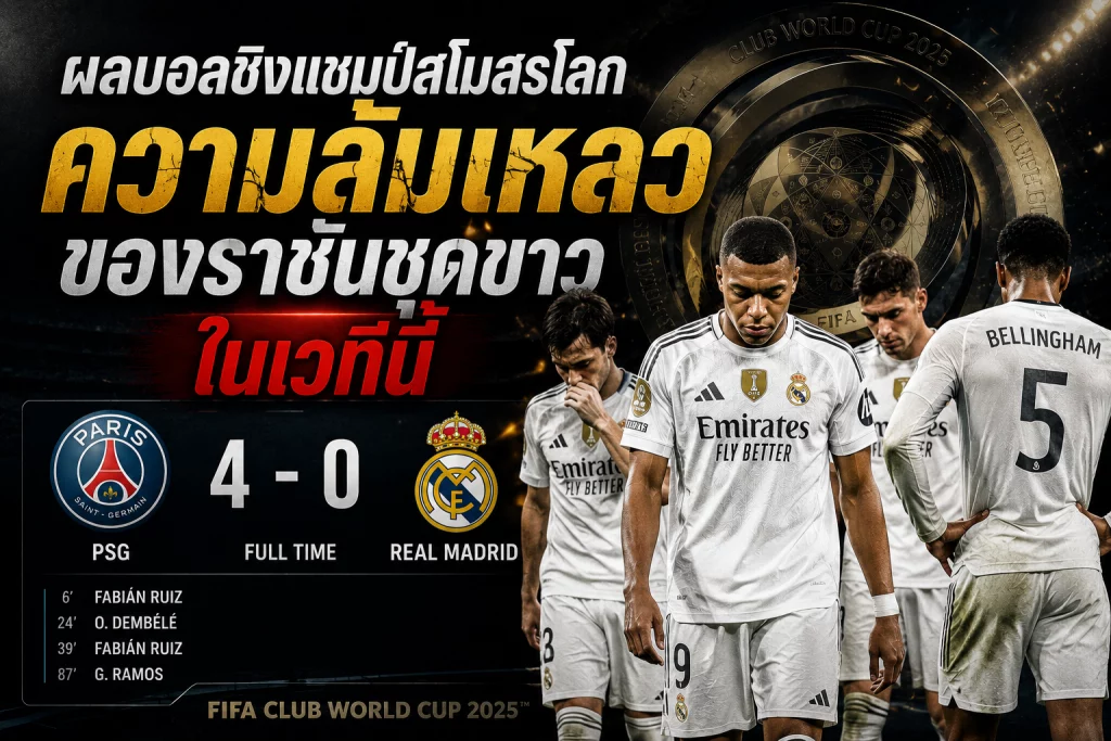 ผลบอลชิงแชมป์สโมสรโลก ความล้มเหลวของราชันชุดขาว ในเวทีนี้