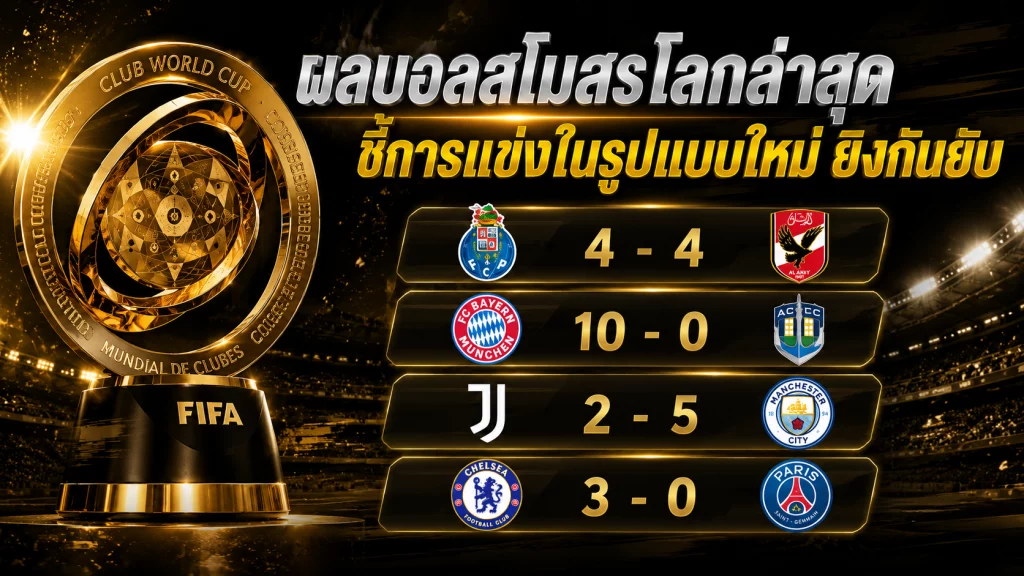 ผลบอลสโมสรโลกล่าสุด ชี้การแข่งในรูปแบบใหม่ ยิงกันยับ