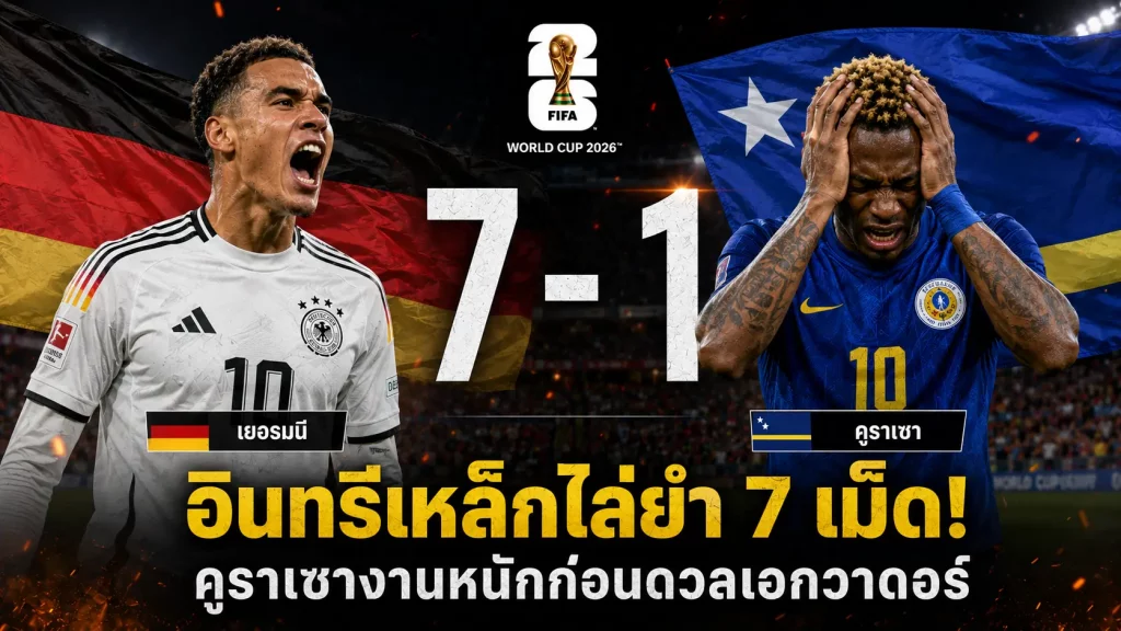 อินทรีเหล็กโหดจัด! เยอรมนีถล่มคูราเซา 7-1 เปิดหัวบอลโลก 2026