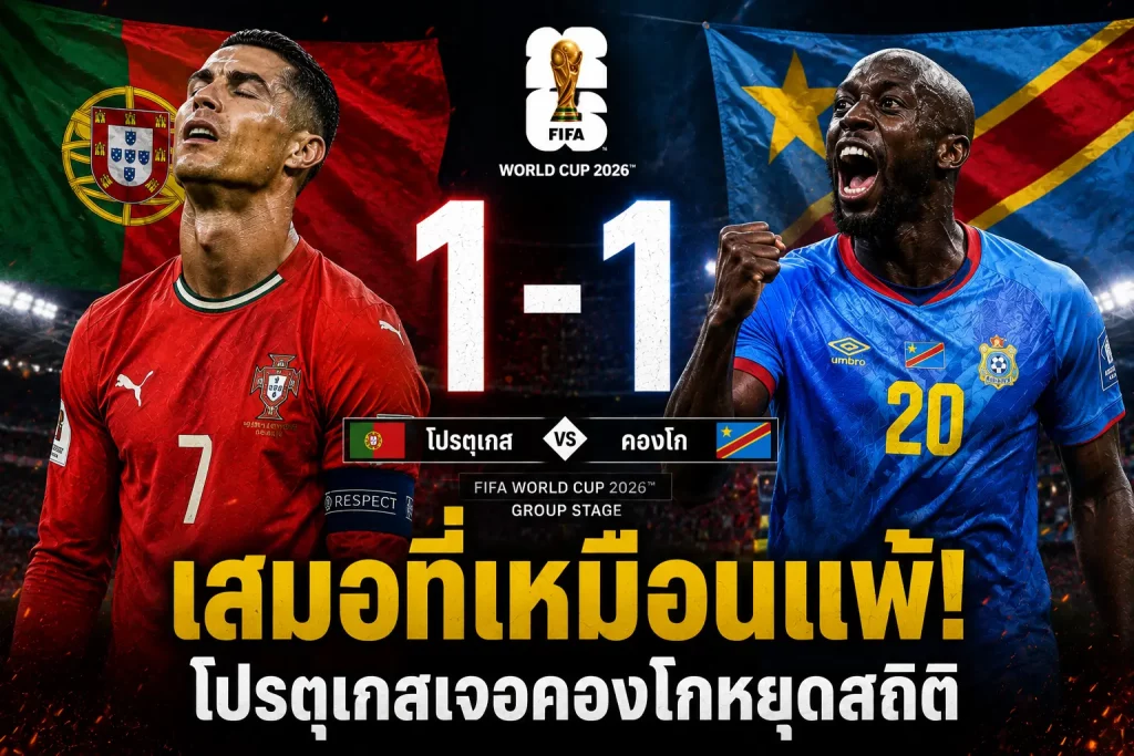 คองโกสร้างตำนานบอลโลก! วิสซ่าโขกดับฝันโปรตุเกส จบเจ๊า 1-1