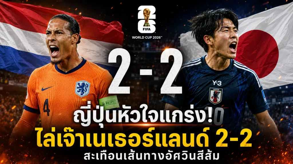 เนเธอร์แลนด์สะดุด! ญี่ปุ่นใจสู้ไล่ตีเสมอ 2-2 เกมเดือดฟุตบอลโลก