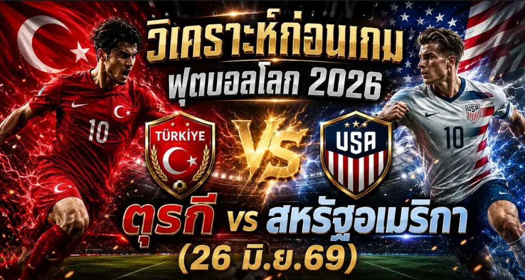 (26 มิ.ย.69) วิเคราะห์บอลโลก 2026 ตุรกี vs สหรัฐอเมริกา ทีเด็ด ราคาบอล ผลงาน 5 นัดล่าสุด