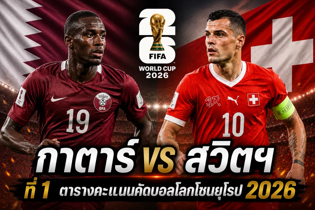กาตาร์ vs สวิตฯ 14 มิ.ย.69 ที่ 1 ตารางคะแนนคัดบอลโลกโซนยุโรป 2026