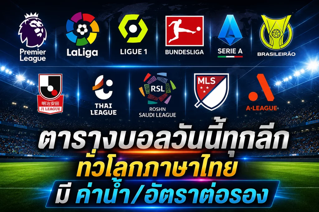 ค่าน้ำ/อัตราต่อรอง ใน ตารางบอลวันนี้ทุกลีก ทั่วโลกภาษาไทย