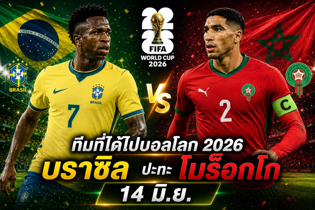 บราซิล ปะทะ โมร็อกโก 14 มิ.ย. คู่เดือดสุดในบรรดาทีมที่ได้ไปบอลโลก 2026