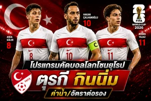 ค่าน้ำ/อัตราต่อรอง ตุรกี กินนิ่ม ในโปรแกรมคัดบอลโลกโซนยุโรป