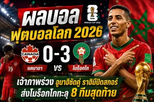 แคนาดา 0-3 โมร็อกโก ผลบอลโลก 2026 อูนาฮีซัดคู่ ราฮิมีปิดเกม เขี่ยเจ้าภาพตกรอบ 16 ทีม
