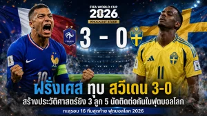 ผลบอลโลก ฝรั่งเศส ถล่ม สวีเดน 3-0 ลิ่วรอบ 16 ทีมสุดท้าย