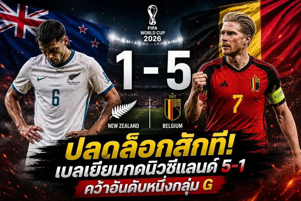 เบลเยียมคืนฟอร์มอัดนิวซีแลนด์ 5-1 จบอันดับ 1 บอลโลกกลุ่ม G