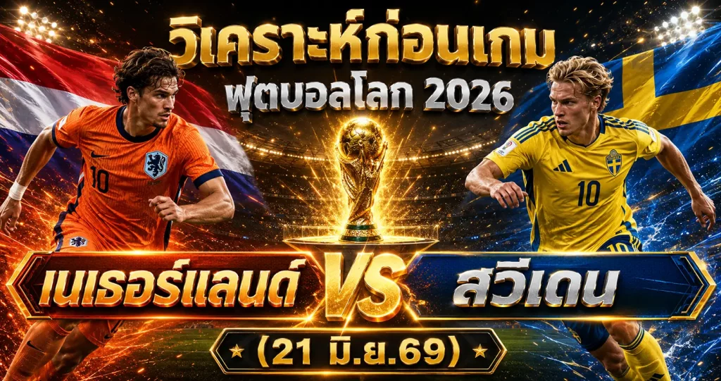 (21 มิ.ย.69) วิเคราะห์บอลโลก 2026 เนเธอร์แลนด์ vs สวีเดน ทีเด็ด ราคาบอล ผลงาน 5 นัดล่าสุด