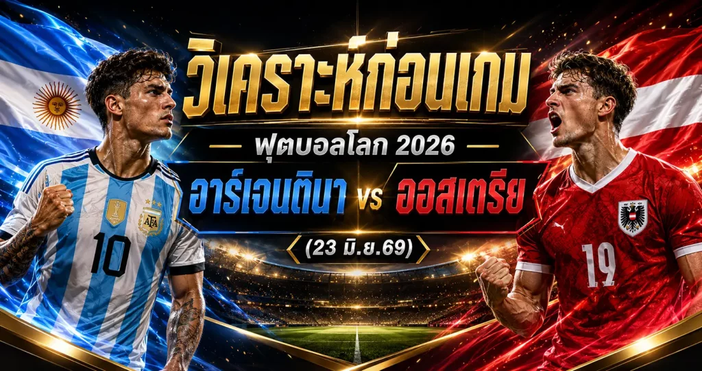 (23 มิ.ย.69) วิเคราะห์บอลโลก 2026 อาร์เจนตินา vs ออสเตรีย ทีเด็ด ราคาบอล ผลงาน 5 นัดล่าสุด