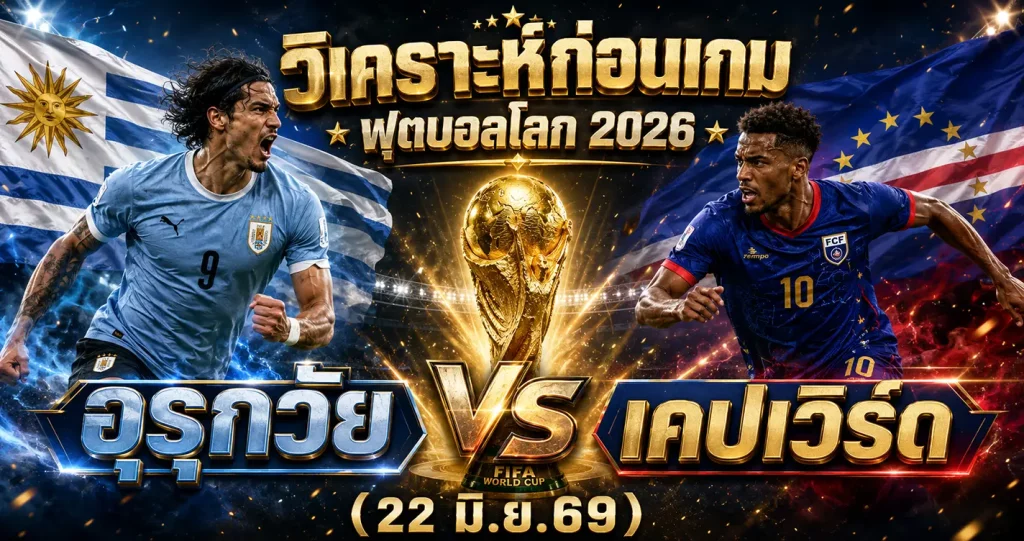 (22 มิ.ย.69) วิเคราะห์บอลโลก 2026 อุรุกวัย vs เคปเวิร์ด ทีเด็ด ราคาบอล ผลงาน 5 นัดล่าสุด