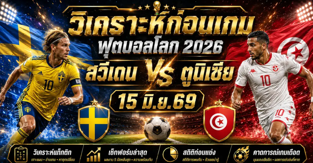 (15 มิ.ย.69) วิเคราะห์บอลโลก 2026: สวีเดน พบ ตูนิเซีย พรีวิวความพร้อม สถิติ และทีเด็ดฟันธง
