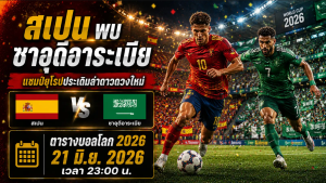 บอลโลก สเปน พบ ซาอุดีอาระเบีย 21 มิ.ย. 2026 เวลา 23:00 น.